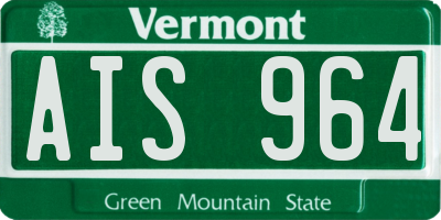 VT license plate AIS964