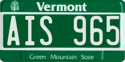 VT license plate AIS965