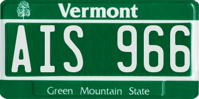 VT license plate AIS966
