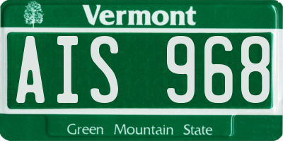 VT license plate AIS968