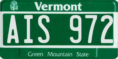 VT license plate AIS972