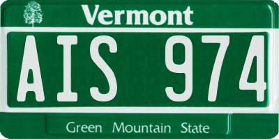 VT license plate AIS974