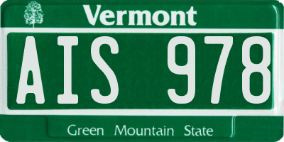 VT license plate AIS978