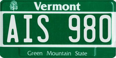 VT license plate AIS980