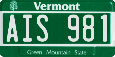 VT license plate AIS981