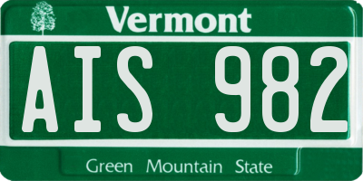 VT license plate AIS982