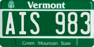 VT license plate AIS983