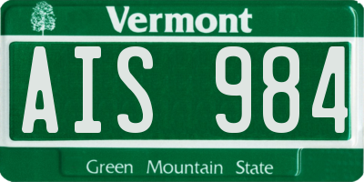 VT license plate AIS984