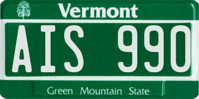 VT license plate AIS990