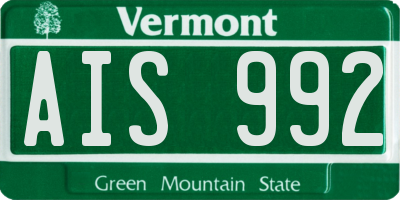 VT license plate AIS992