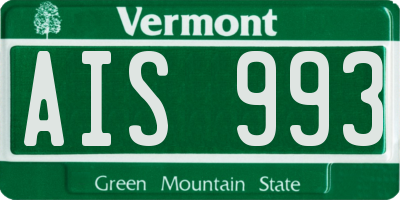 VT license plate AIS993
