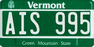 VT license plate AIS995