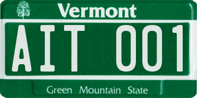 VT license plate AIT001