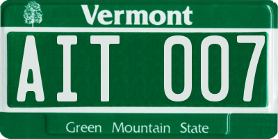 VT license plate AIT007