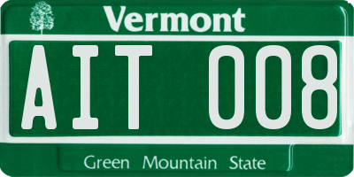 VT license plate AIT008