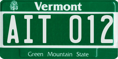VT license plate AIT012