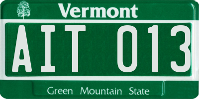 VT license plate AIT013