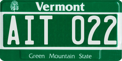 VT license plate AIT022