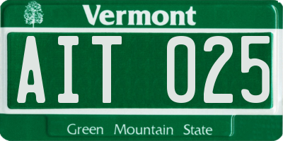 VT license plate AIT025