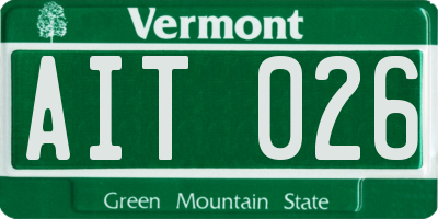 VT license plate AIT026