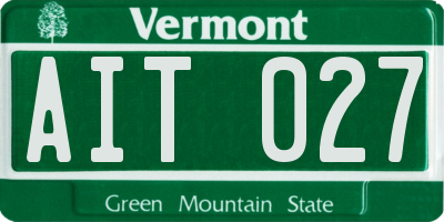 VT license plate AIT027