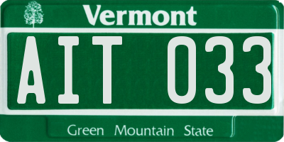 VT license plate AIT033
