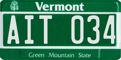 VT license plate AIT034
