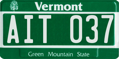 VT license plate AIT037