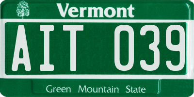 VT license plate AIT039