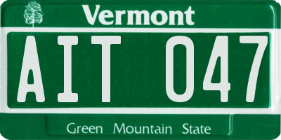 VT license plate AIT047