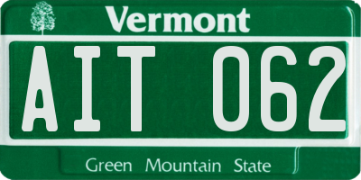 VT license plate AIT062