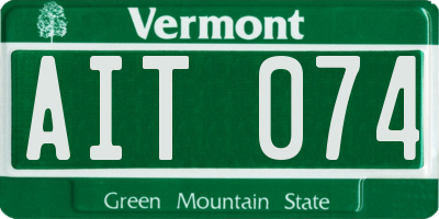 VT license plate AIT074
