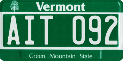 VT license plate AIT092