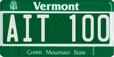 VT license plate AIT100