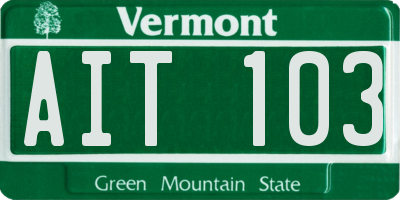 VT license plate AIT103