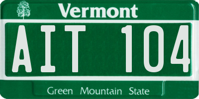 VT license plate AIT104