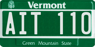 VT license plate AIT110