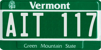 VT license plate AIT117