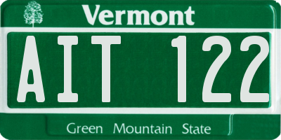 VT license plate AIT122