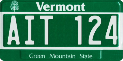 VT license plate AIT124