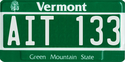 VT license plate AIT133