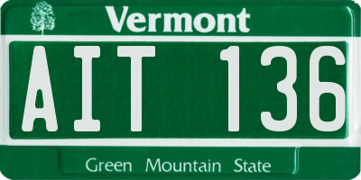 VT license plate AIT136
