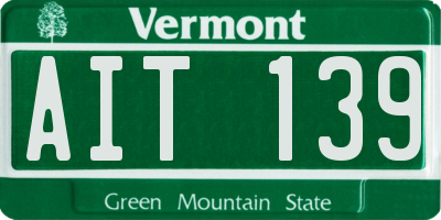 VT license plate AIT139