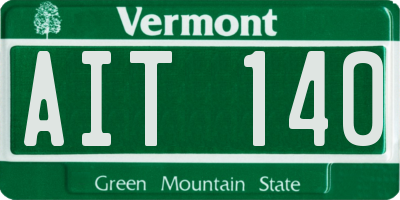 VT license plate AIT140