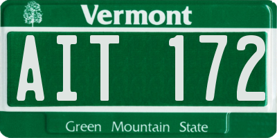 VT license plate AIT172