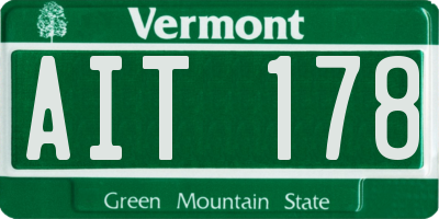 VT license plate AIT178