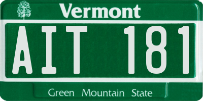 VT license plate AIT181