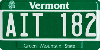 VT license plate AIT182