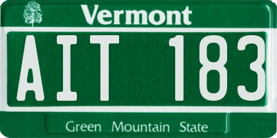 VT license plate AIT183
