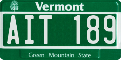 VT license plate AIT189